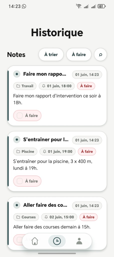 Historique Backnot — notes, rappels et tâches à faire