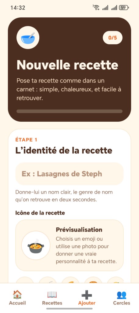 Création Popote — parcours guidé nouvelle recette