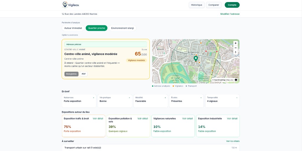 Aperçu de Vigileox — solution métier